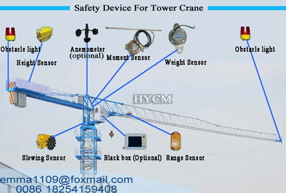 جرثقیل برج بالا 10 تن PT6518 65m Jib با قطب پست 3m